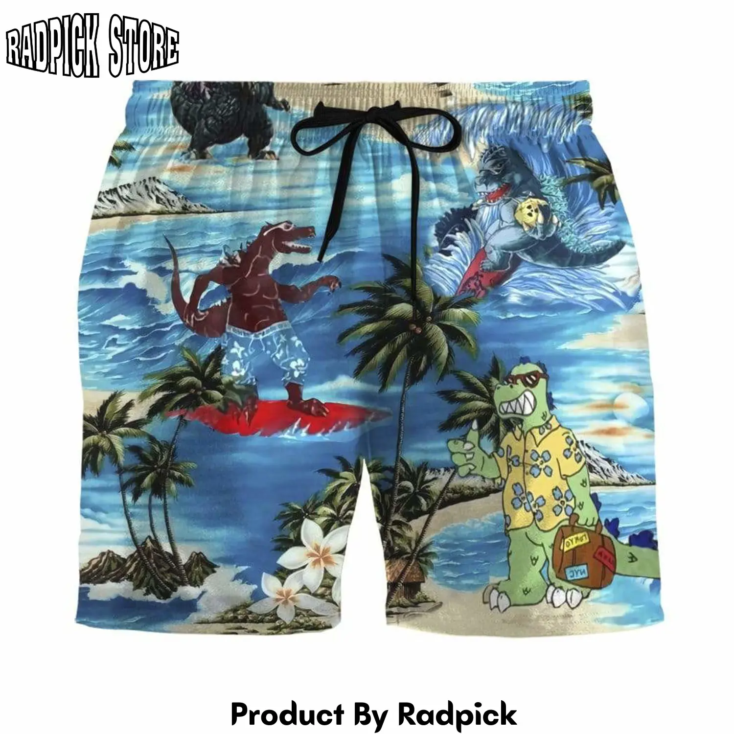 Radpick 3d godzilla custom beach shorts swim trunks rp631484